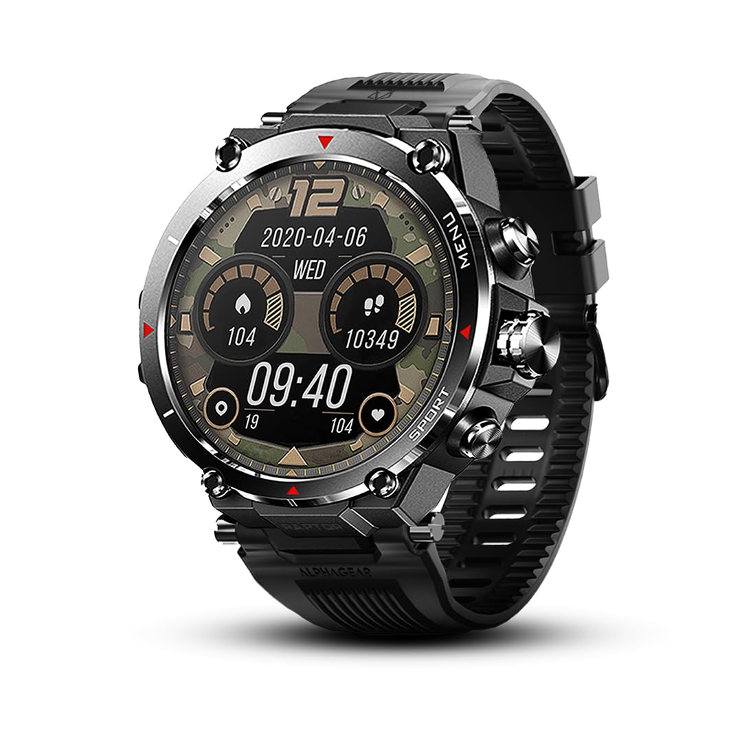 ALPHAGEAR Raptor Smartwatch med 1,45" skærm + Lang Batterilevetid | fitness-smartwatch med GPS