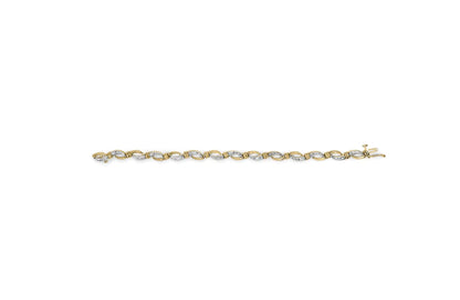 Pulsera de tenis de oro amarillo y blanco de 10 quilates con diamantes engastados en canal de 1/2 ct y eslabones infinitos de 7" (color HI, claridad I1-I2)