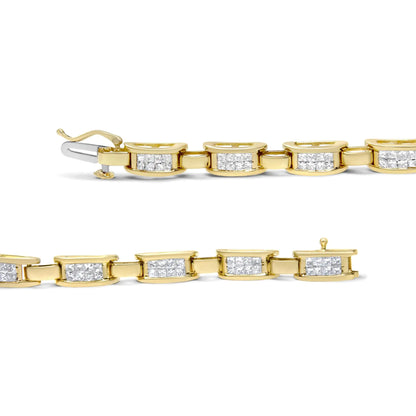 Pulsera Links of Love de oro amarillo de 14 quilates con diamantes de talla princesa (2,00 cts, color HI, claridad SI2-I1)