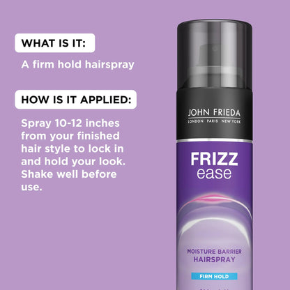 John Frieda Anti Frizz, Frizz Ease Firm Hold juukselakk, niiskusevastane juuksesprei, 24-tunniseks hoidmiseks, 12 untsi, pakis 2 12 untsi (2 tk)