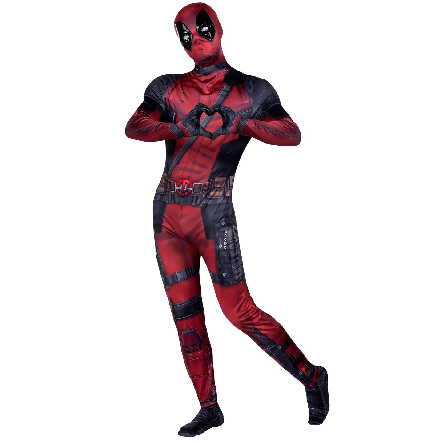 MARVEL Deadpool 官方成人豪华全紧身万圣节服装 - 弹力氨纶带腕口开衩 超小码