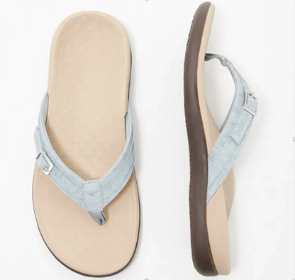 Women's Stylish Flat PU Metal Flip Flops for Home and Leisure