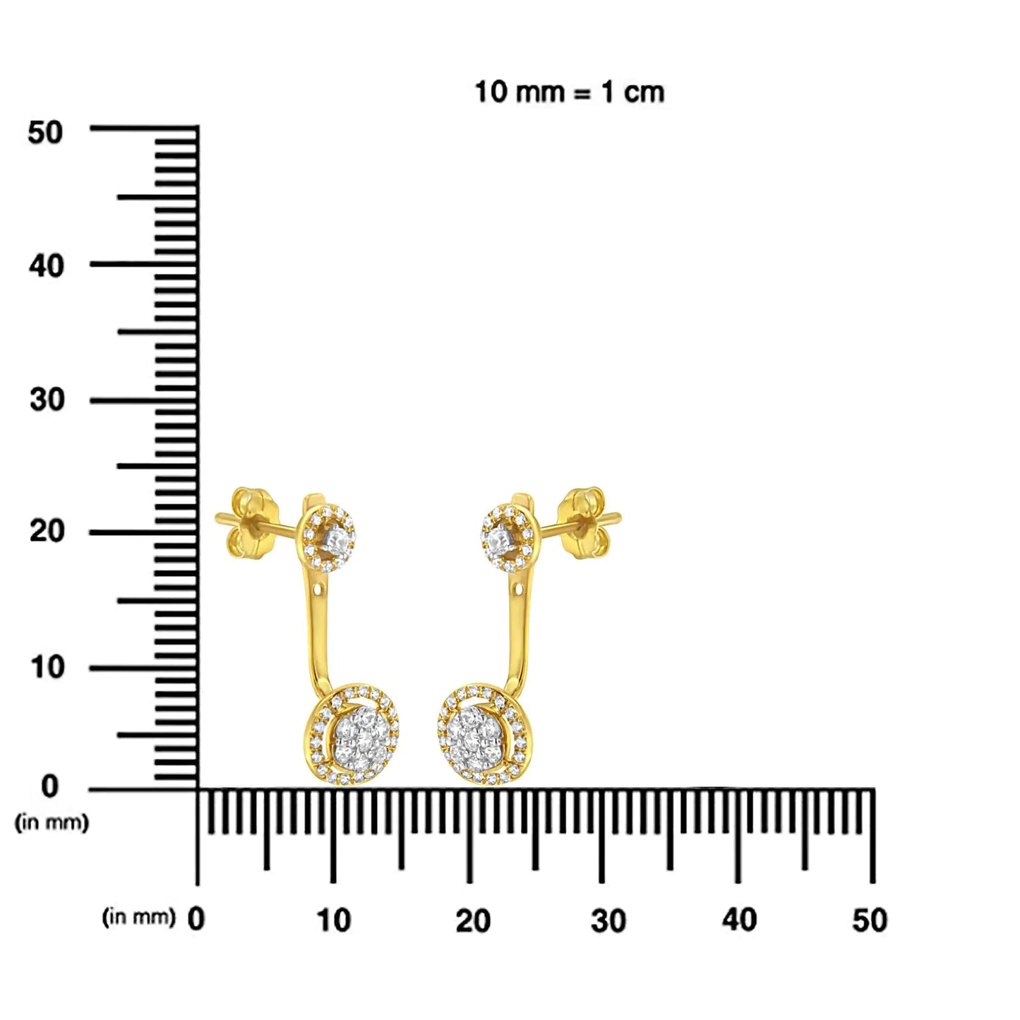 14K gult gullbelagt 0,925 sterlingsølv 5/8 Cttw diamant avtagbare stud og dingle øredobber (IJ-farge, I2-I3)