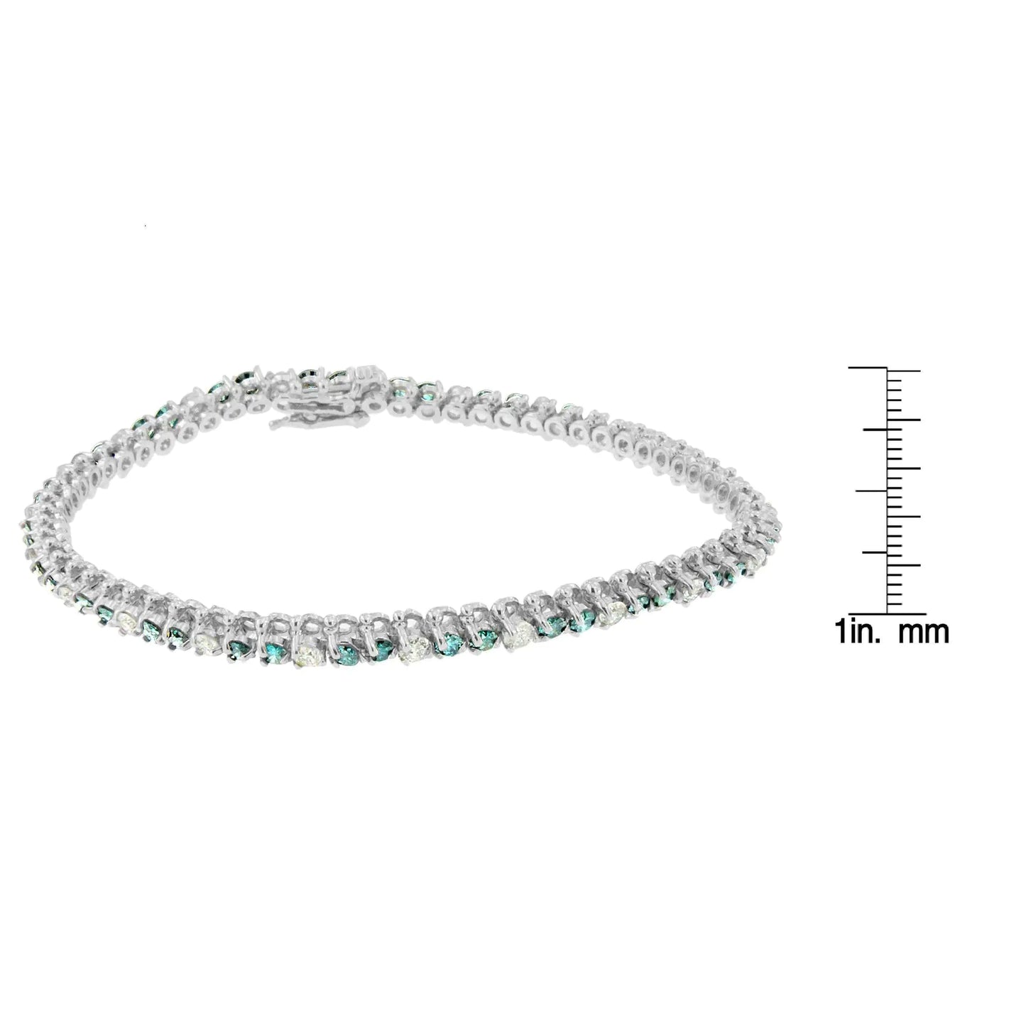 14K hvitt gull hvitt og behandlet blå diamantarmbånd (4 5/8 cttw, HI Color, I1-I2 Clarity)