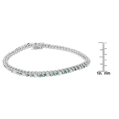 14K hvitt gull hvitt og behandlet blå diamantarmbånd (4 5/8 cttw, HI Color, I1-I2 Clarity)