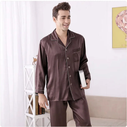 Silk Long-Sleeve Pajama Set for Spring & Summer