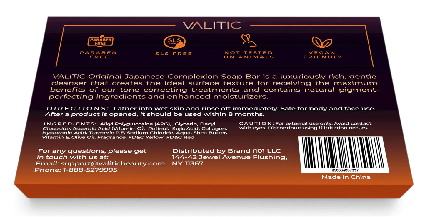 Valitic Unisex Dark Spot Corrector Bar, 100 g - Eksfolierende, SLS og parabenfri gurkemeiesåpe for hudtonekorreksjon, vitamin C, retinol og kollagenblanding 3 pakke + pose