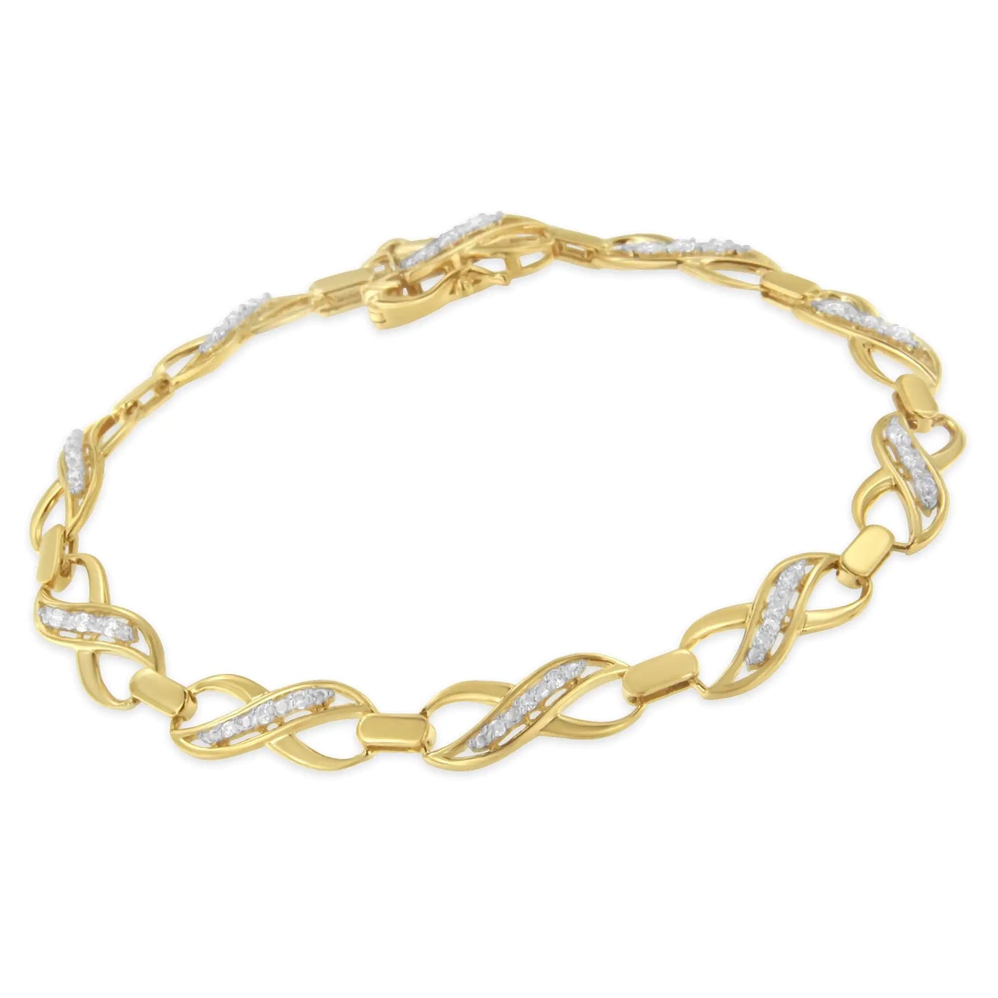 Pulsera de diamantes "Infinite Love" de talla redonda en oro amarillo de 10 quilates (0,25 cts, color IJ, claridad I2-I3)