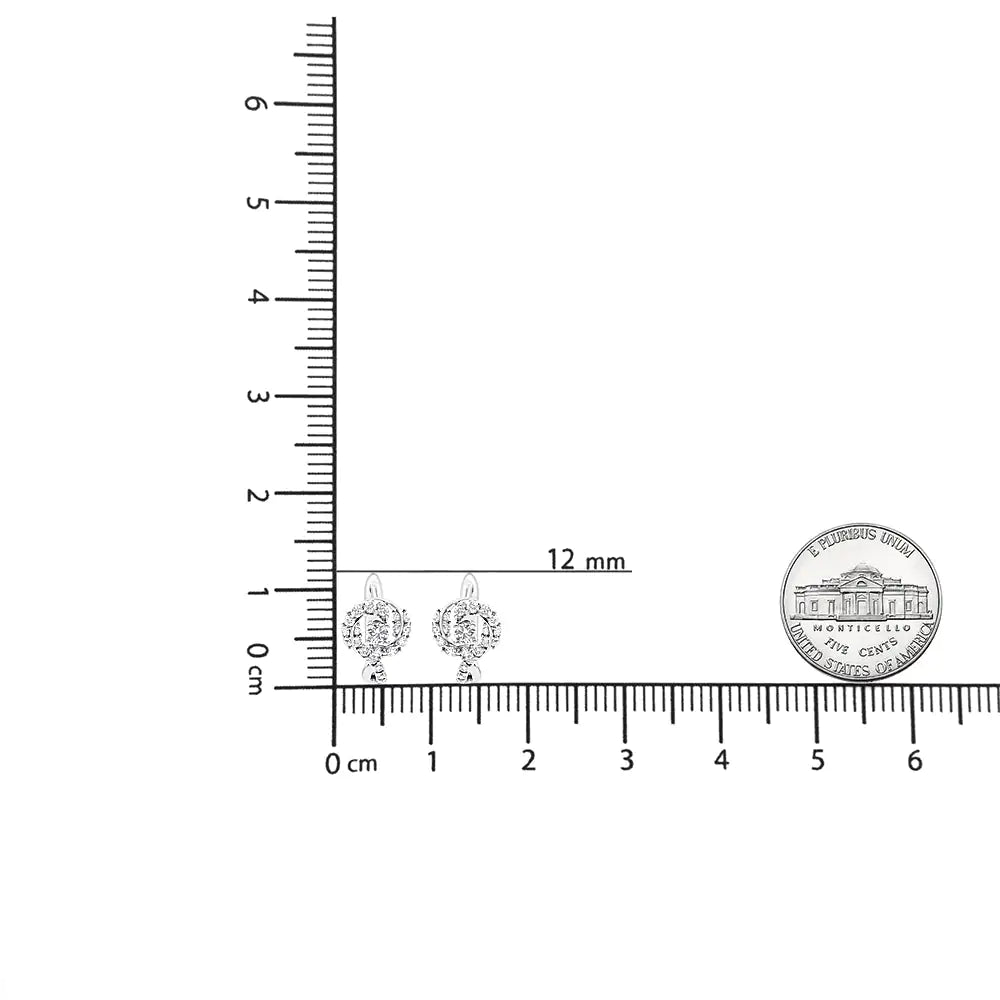 14K valge kullaga 5/8 Cttw teemantpasjanss Halo Swirl Huggie Hoop kõrvarõngad (JK värv, SI2-I1 selgus)