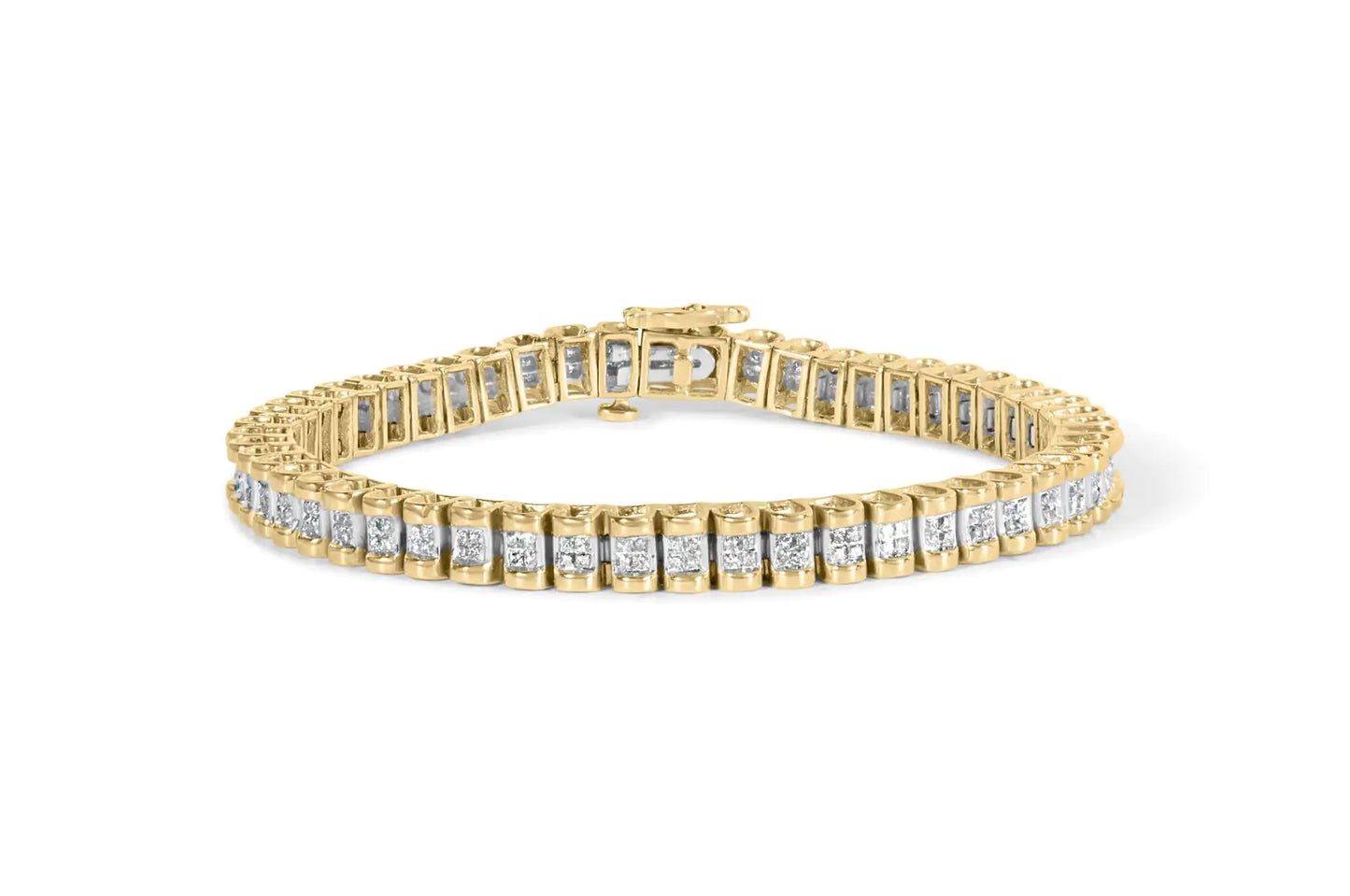 14K kollane kuld 2,00 Cttw Princess-Cut Diamond Classic Link 7" käevõru (IJ Color, I1-I2 Clarity)