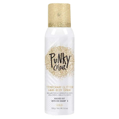 Punky Temporary Hair and Body Glitter Color Spray, Travel Spray, Lightweight, Adds Shimmery Glow, Perfect to use On Hair, Skin, or Clothing, 3.5 oz - Gold