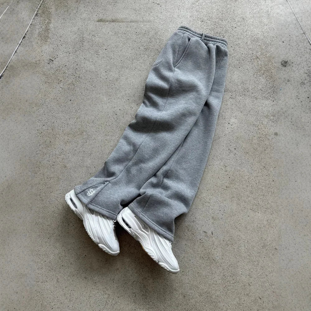 Solid Color Zipper Sweatpants