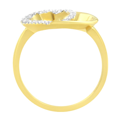 Anillo de oro amarillo de 14 quilates con diamantes de 1/10 ct en forma de corazón (KL, I1-I2)