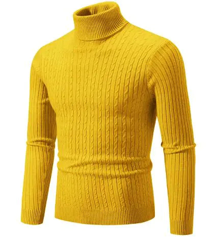 Strikket genser med turtleneck for menn