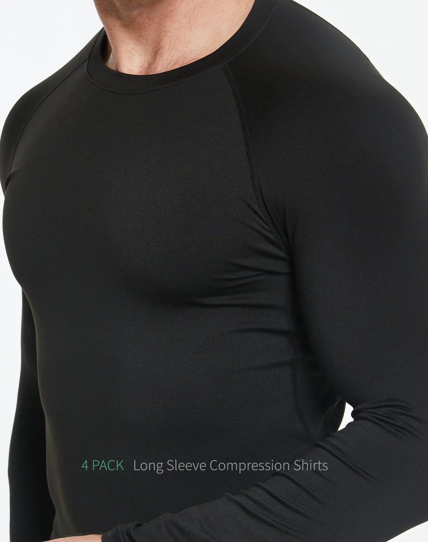 5 või 4 komplektiga meeste kompressioonsärgid pikkade varrukatega UPF SPF Rash Guard Workout Base Layer alussärk, väike must(g)/must/valge (5 pakk)