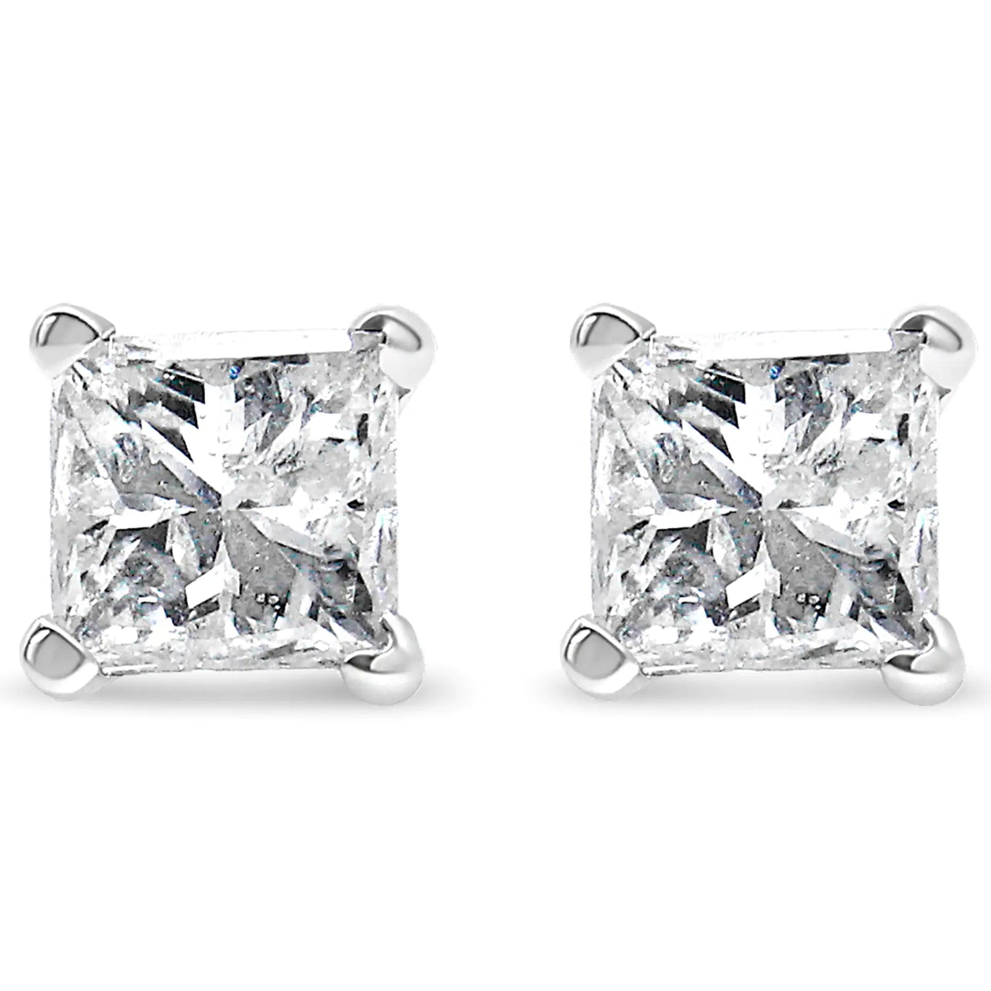 14k White Gold 1/5 Cttw Princess-cut Diamond Petite Stud Earrings (I-J, I2-I3)