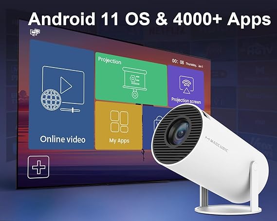 Intelligenter 4K-Mini-Projektor mit WiFi 6 und Bluetooth 5.0