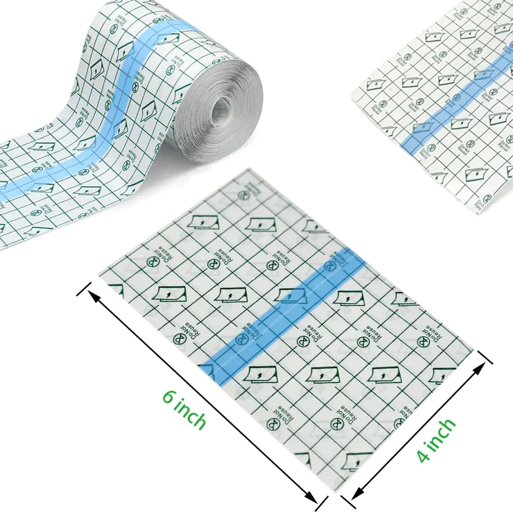 50 stykker 4 x 6 i strekkbare vanntette selvklebende bandasjer Gjennomsiktig film for tatovering etterpleie og hudreparasjon selvklebende tatoveringsinnpakning 4 x 6 tommer (pakke med 50)