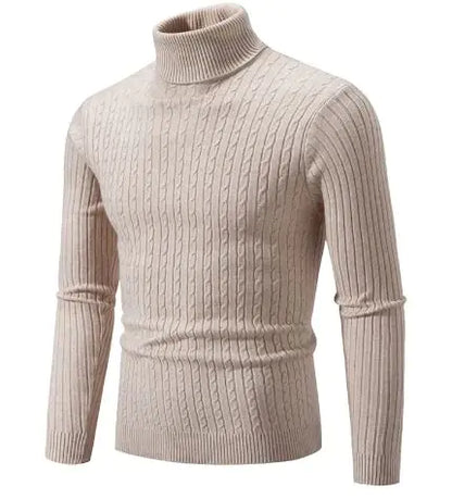 Strikket genser med turtleneck for menn