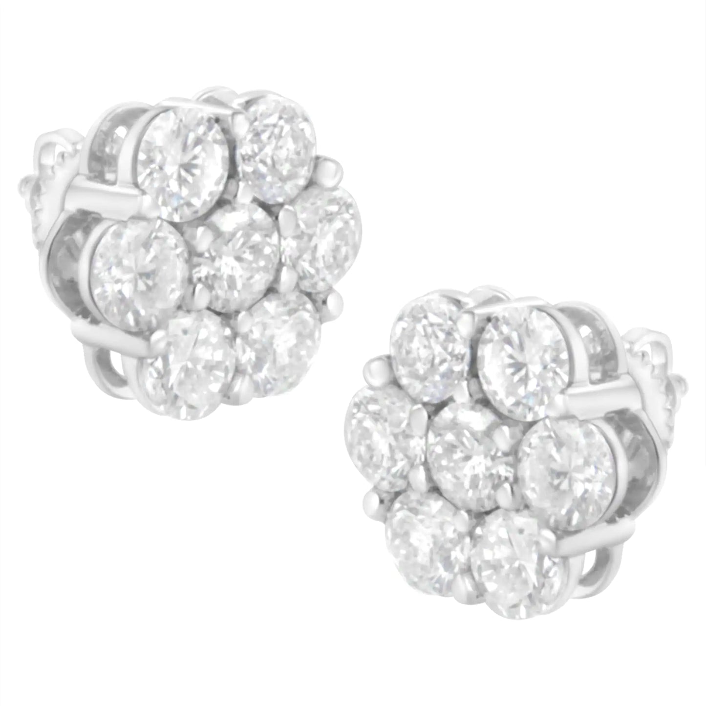 14K White Gold 4 cttw Diamond Flower Earring (H-I Clarity, SI2-I1 Color)