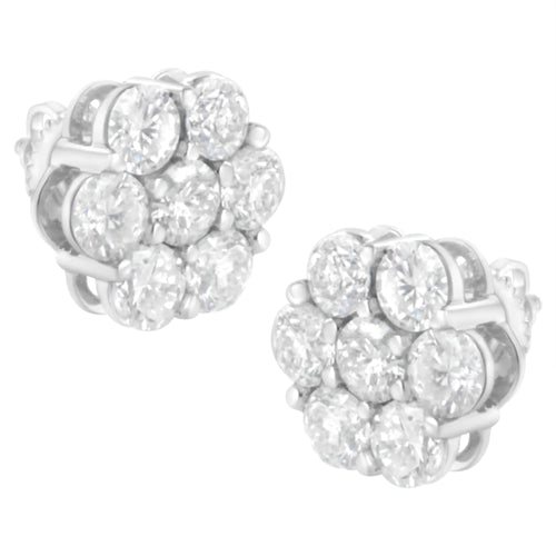 14K White Gold 4 cttw Diamond Flower Earring (H-I Clarity, SI2-I1 Color)