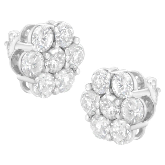 14K White Gold 4 cttw Diamond Flower Earring (H-I Clarity, SI2-I1 Color)