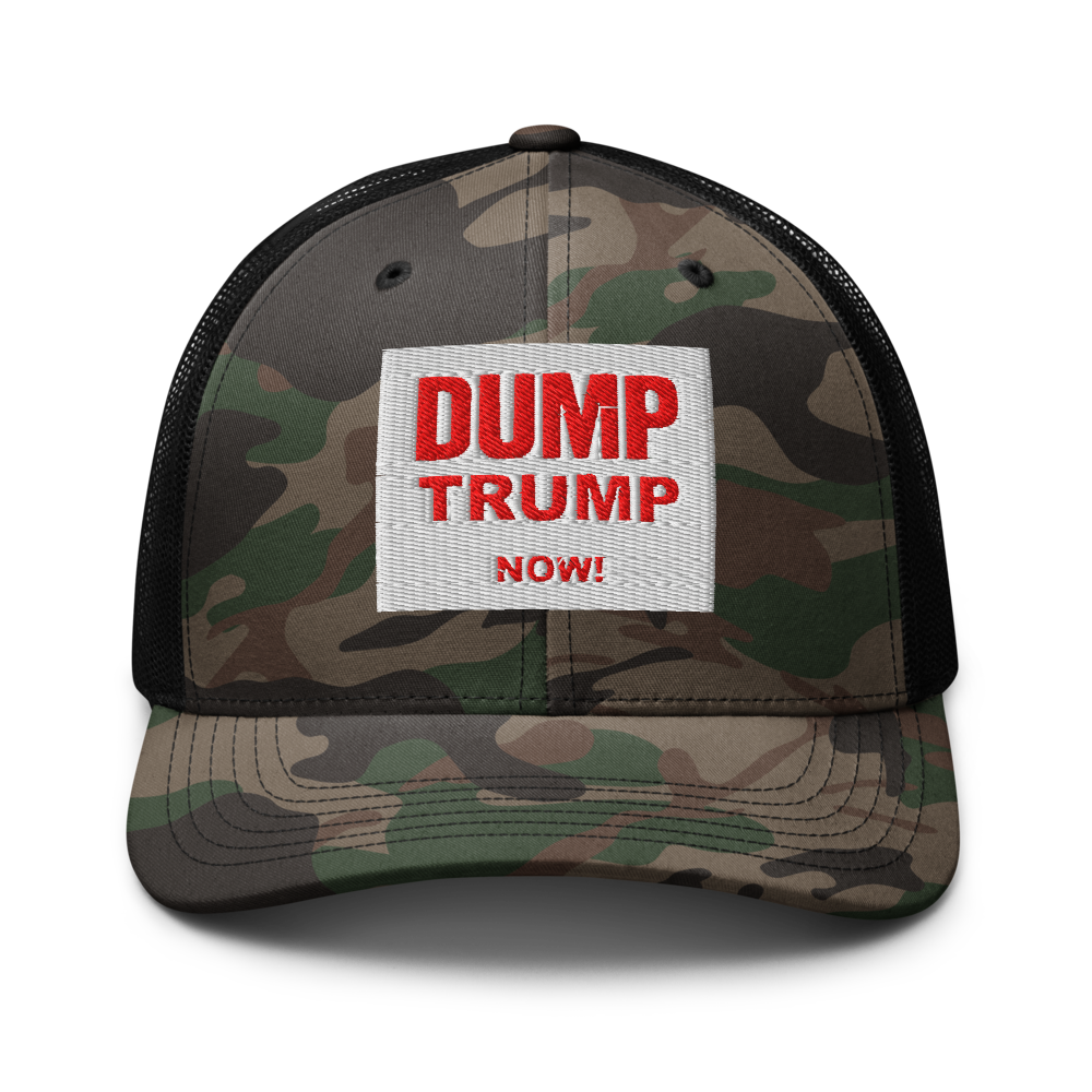 DUMP TRUMP NOW! Camo Outdoor Trucker Cap - Mesh hats