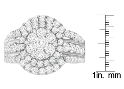 Anillo de compromiso de oro blanco de 14 k con diamantes de 2 ct (HI, SI2-I1)