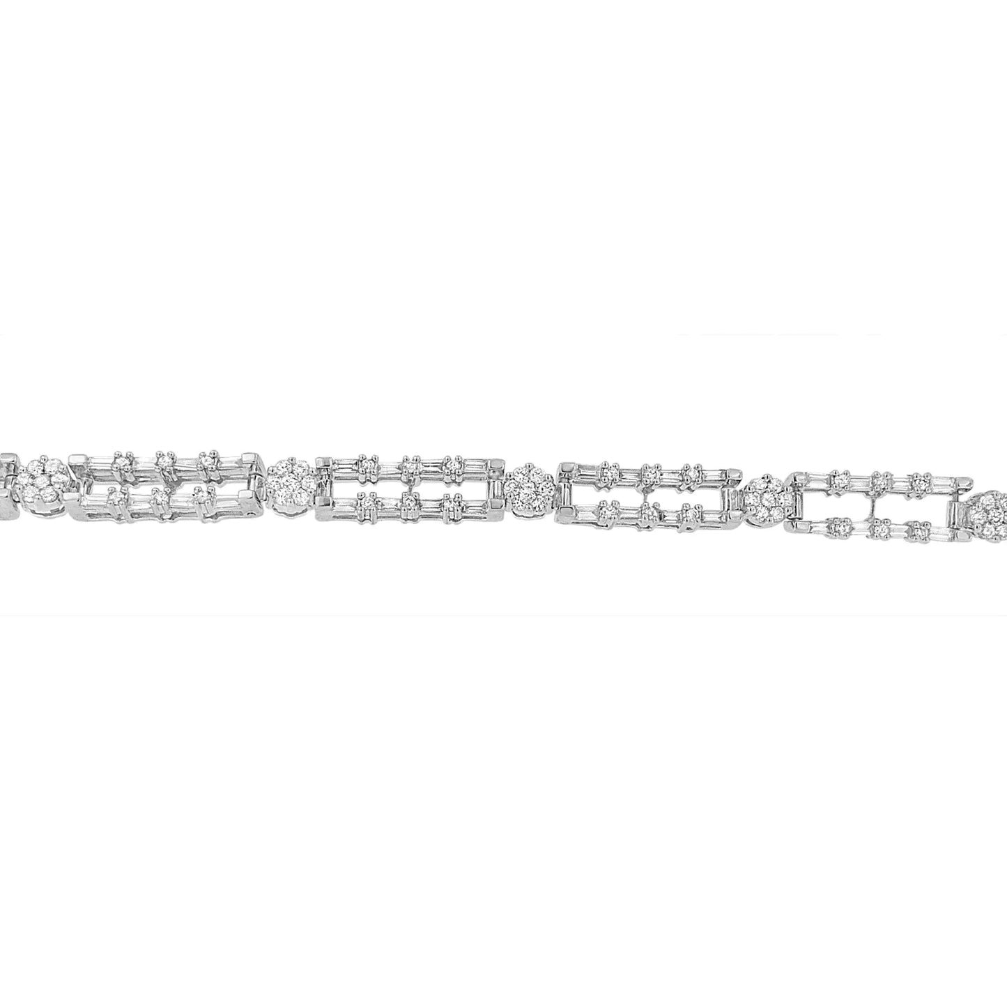 14K White Gold Round and Baguette-Cut Diamond Bracelet (2.75 cttw, H-I Color, SI1-SI2 Clarity)