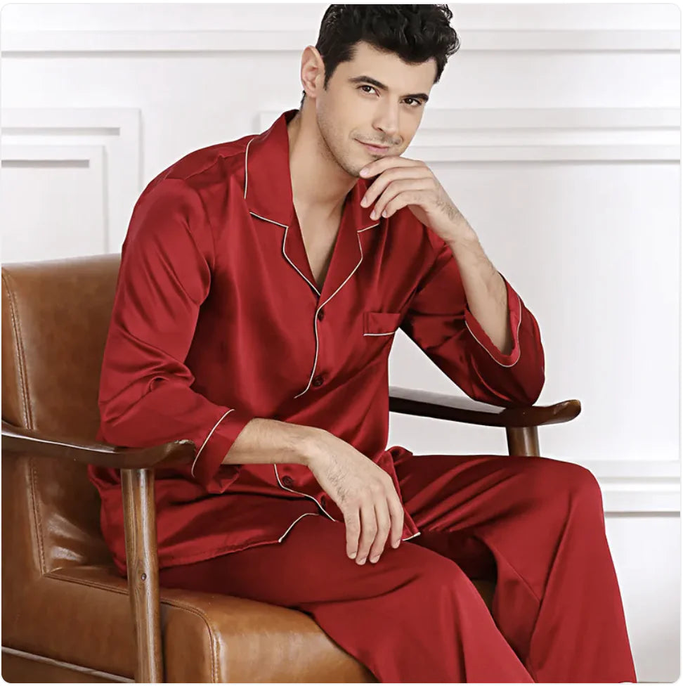 Silk Long-Sleeve Pajama Set for Spring & Summer