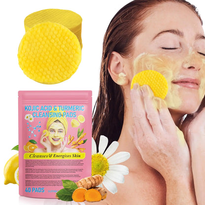 Turmeric Kojic Acid Cleansing Pads, Kojic Acid And Turmeric Cleansing Pads Helps Balance Skin Oil And Water, Remove Excess Keratin From The Body'S Skin, 40PCS 40 Count (Pack of 1)