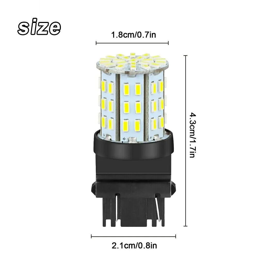 4X 3157 3156 64SMD LED 倒车尾灯制动转向信号 DRL 灯泡 6000K 白色