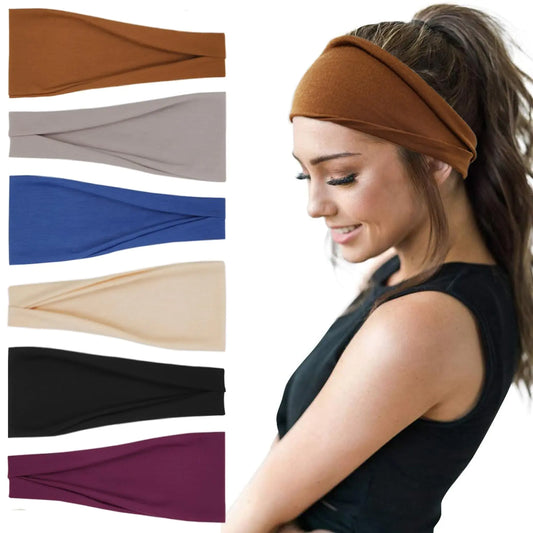 Fashion Headbands For Women Wide Headband Yoga Workout Head Bands Hair Accessories Band 6 Pack Solid Wide Headband Yoga Bands