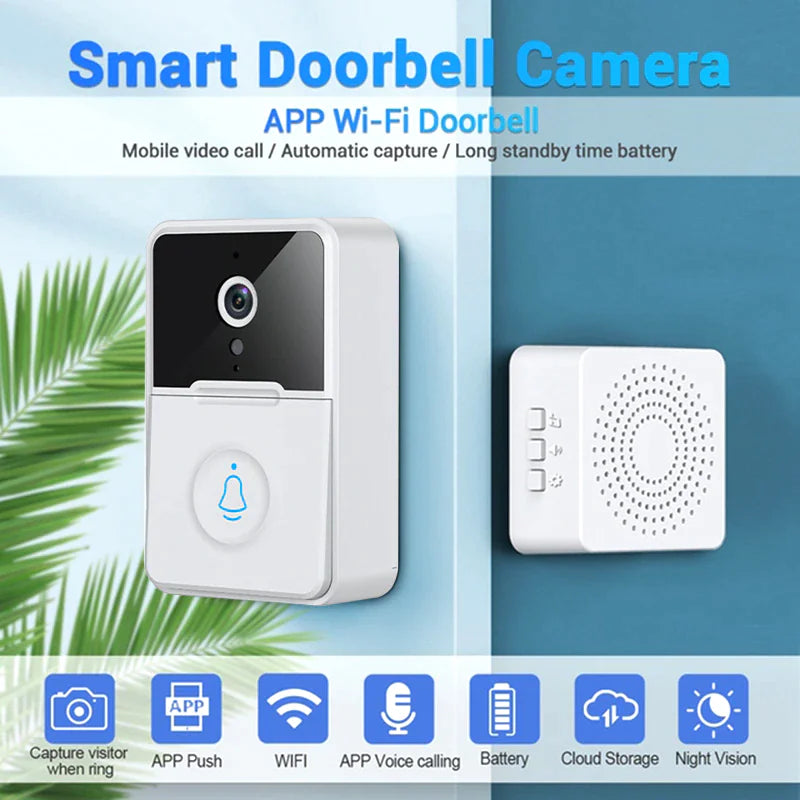 Timbre de seguridad inalámbrico inteligente con WiFi, intercomunicador, cámara de video, timbre para puerta