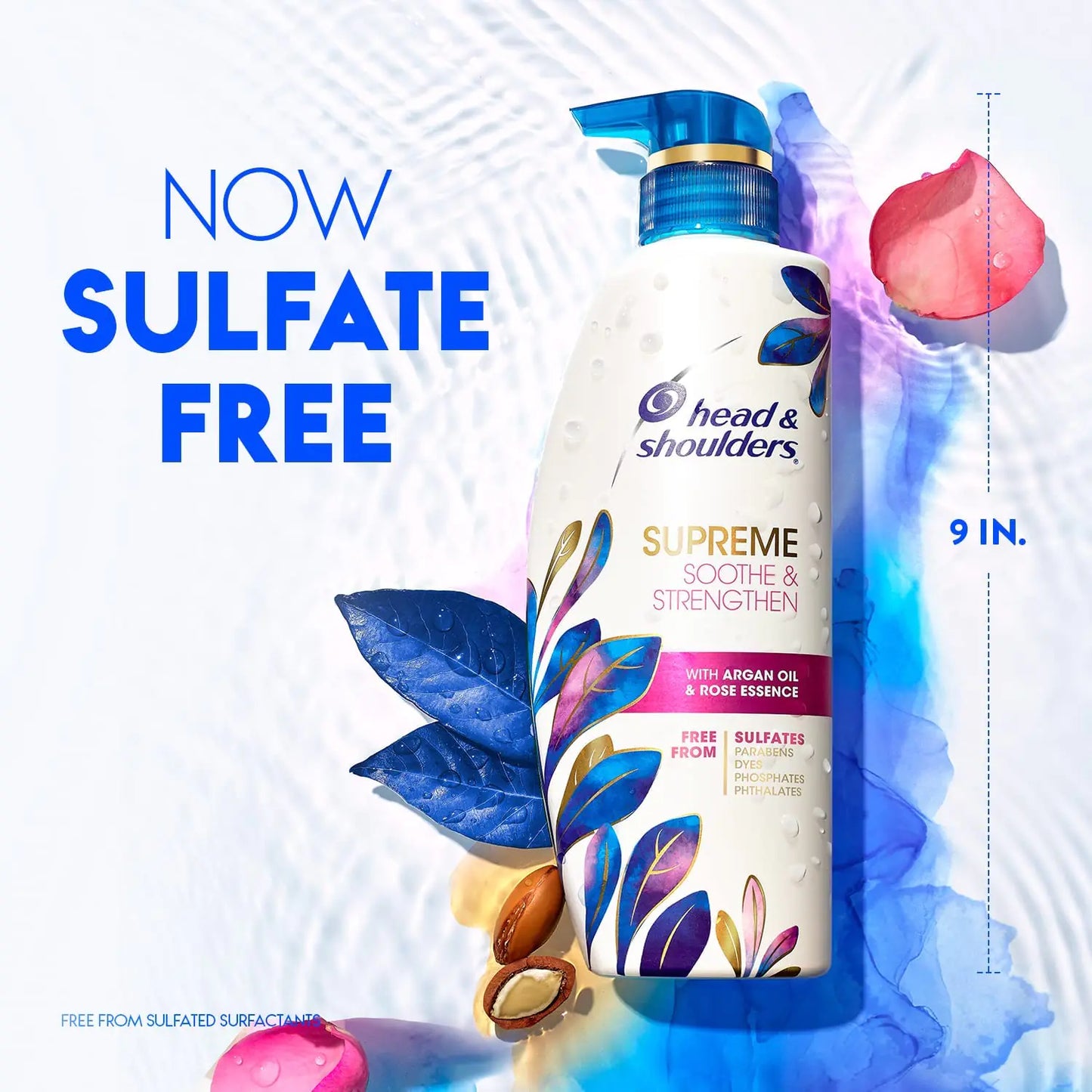 Head &amp; Shoulders Supreme Sulfate Free Shampoo og Conditioner Set for tørr hodebunn og flassbehandling, beroliger og styrker med Argan Oil og Rose Essence, 21,2 Fl Oz