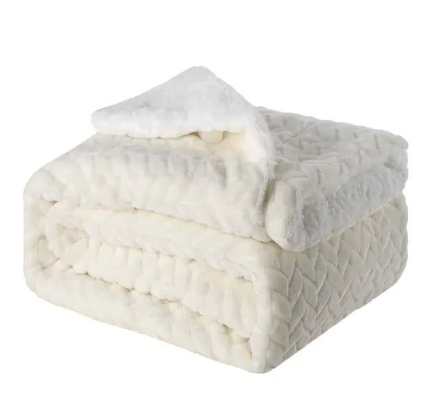 Thickened Flannel & Lamb Wool Double-Sided Blanket