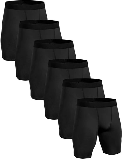 Kompresjonshorts Herre Ytelse Sport Trening Atletisk løpeundertøy Shorts Spandex 6 Pack Black Small