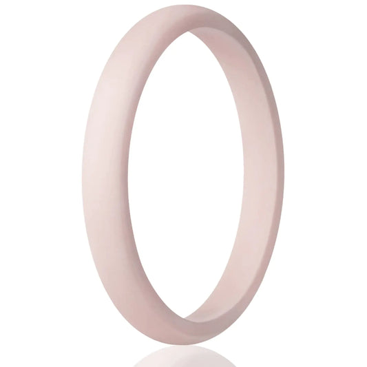 Egnaro Forlovelsesringer Kvinner, Tynne og stablebare ringer Silikon Kvinner Bryllupsbånd，Gummi løfteringer for gave, jubileumsring til trening- 2,5 mm Bredde - 1,8 mm tykk SETL-rosa sand 11(20,6 mm)