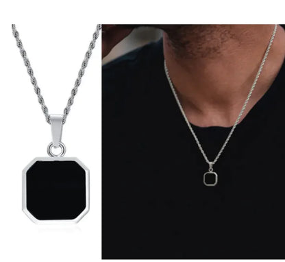 Collar con colgante de acero inoxidable Eclipse Square