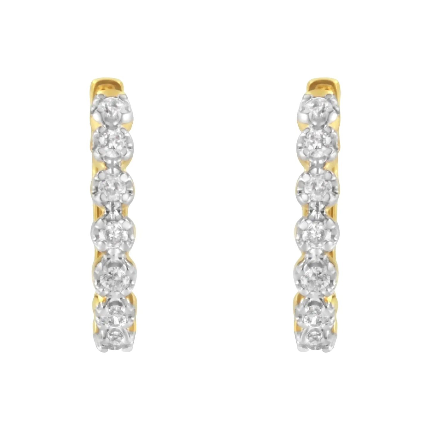 Aros de diamantes de oro amarillo de 10 quilates (1/2 ct, color JK, claridad I2-I3)