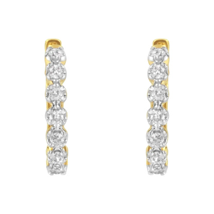 Aros de diamantes de oro amarillo de 10 quilates (1/2 ct, color JK, claridad I2-I3)