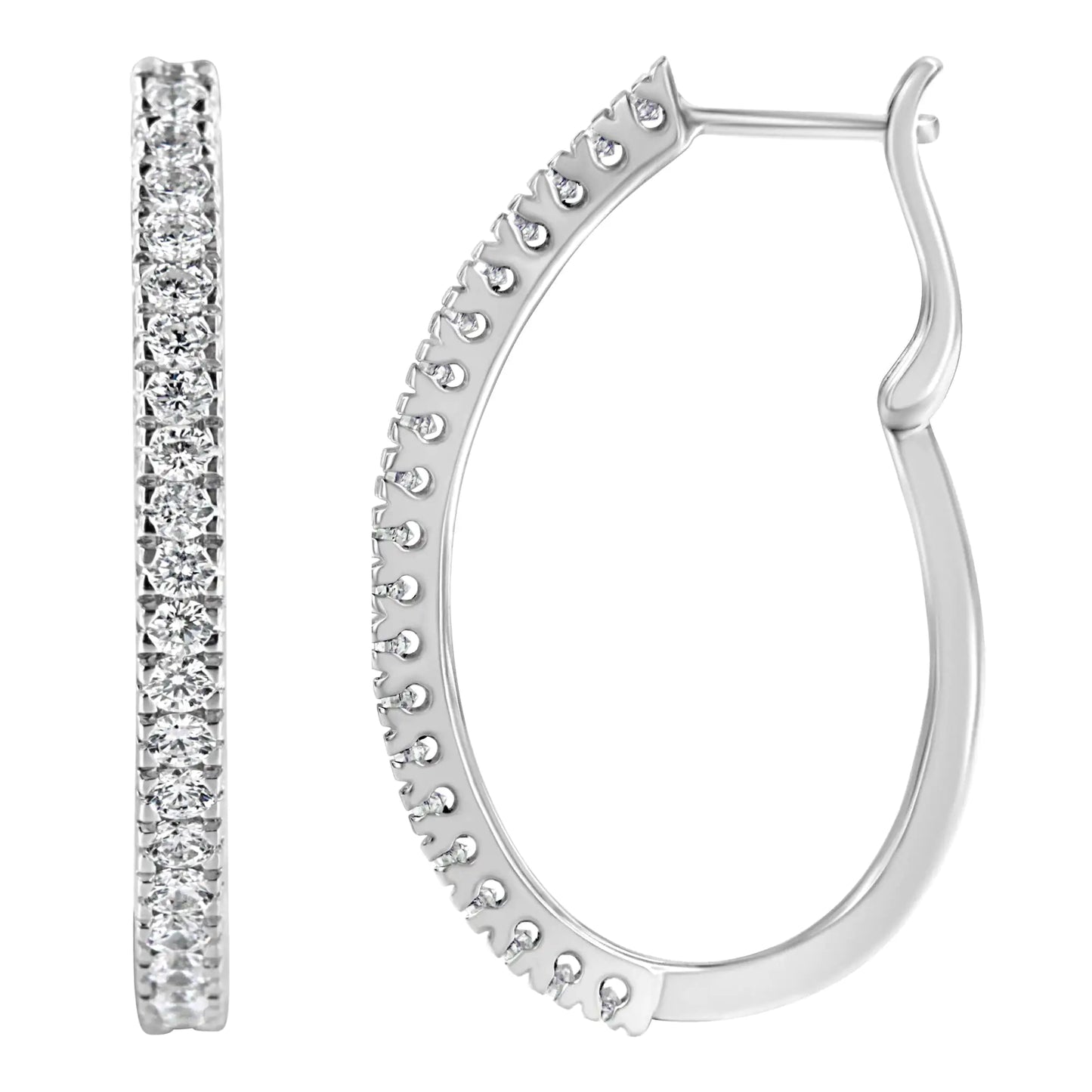 14KT White Gold 1 cttw Diamond Hoop Earrings (H-I, I1-I2)