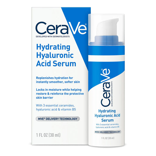 Suero facial de ácido hialurónico Cerave con vitamina B5 y ceramidas | Suero facial hidratante para piel seca | Sin fragancia | 28 ml