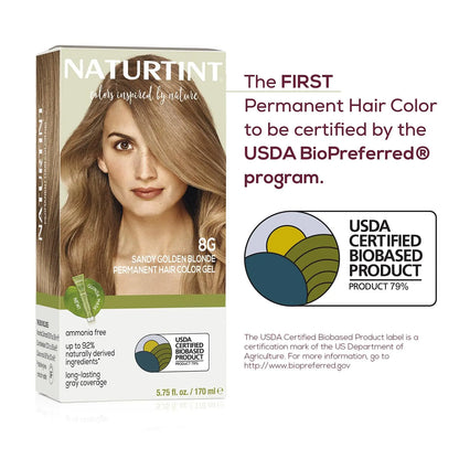 Naturtint Permanent Hair Color 8C Copper Blonde (Pack of 1), Ammonia Free, Vegan, Cruelty Free, up to 100% Gray Coverage, Long Lasting Results. Copper Blonde Hair Color