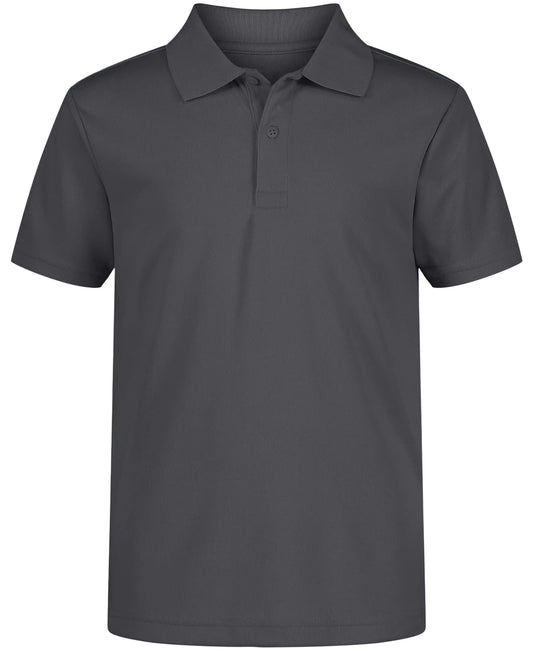 Nautica Boys' School Uniform Short Sleeve Polo Shirt, Button Closure, Moisture Wicking Performance Material 8 Dark Charcoal