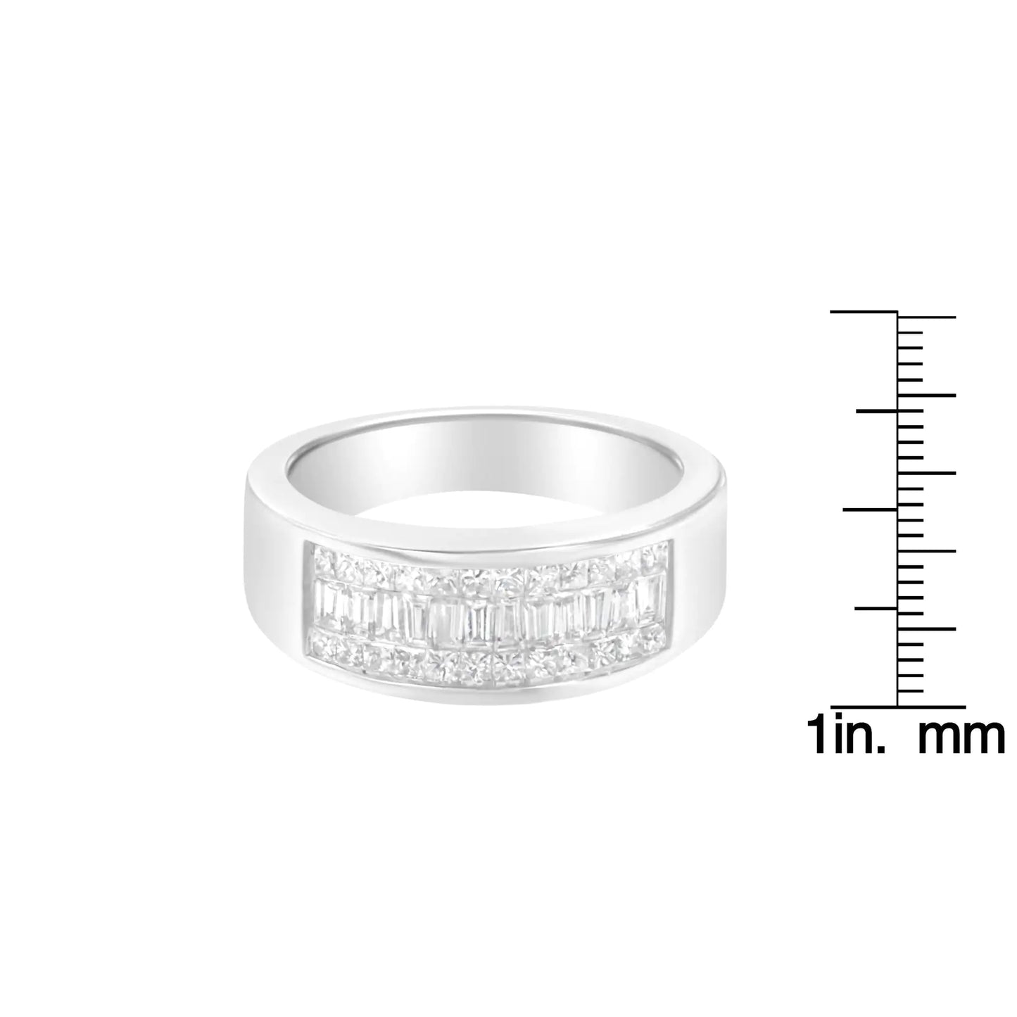 14K hvitt gull prinsesse og bagettslipt diamantring (1,0 Cttw, HI Color, VS2-SI1 klarhet)