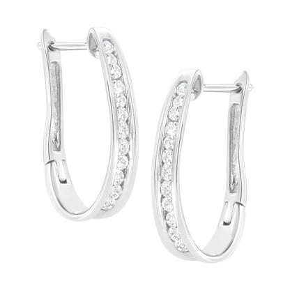 10k White Gold Plated Sterling Silver 1/2 cttw Lab Grown Diamond Hoop Earring (F-G Color, VS2-SI1 Clarity)