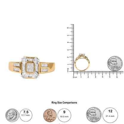 10K kollane kuld 1/2 Cttw teemantkomposiit ja halo sõrmus (HI Color, SI1-SI2 Clarity)