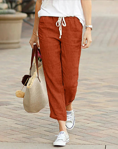 Women's Autumn Cotton Elastic Waist Pants