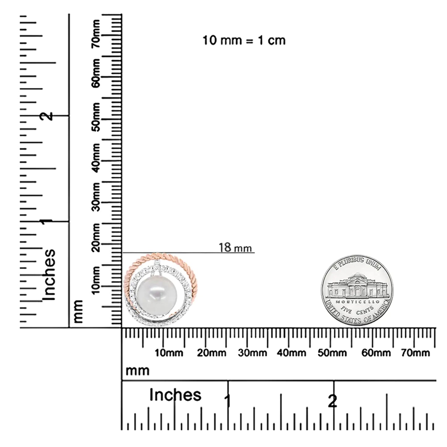 14K roosist ja valgest kullast 3/8 Cttw sillutusteemant ja 9 mm ümar pärlspiraal ažuurne 18-tolline ripats-kaelakee (HI värv, VS1-VS2 selgus)